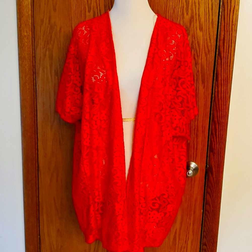 Spin USA Soft Red Lace Cover Up Size 1XL